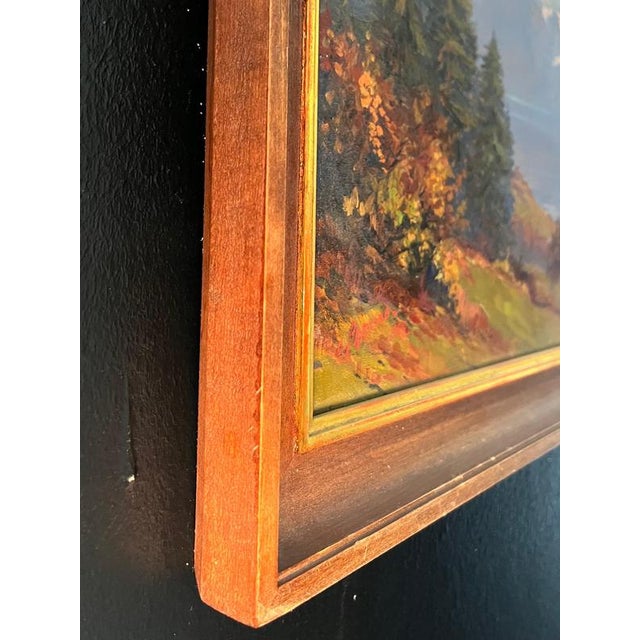 Charles Parisod, Lake and Mountains, 1925, Oil on Wood Panel For Sale - Image 10 of 13