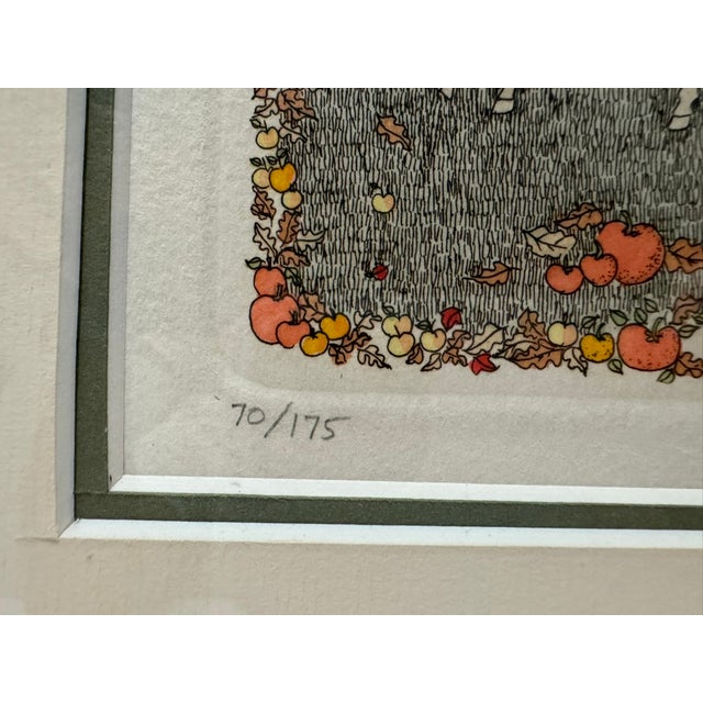 1970s 1970s Cuca Romley Four Seasons Set of 4 Signed Hand-Colored Etchings Framed For Sale - Image 5 of 16