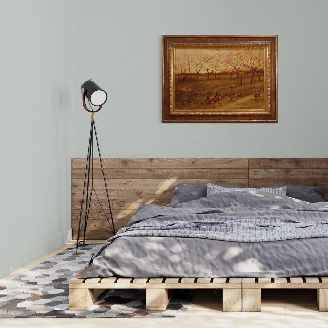 Italian Artist, Bucolic Landscape, 1950, Oil on Canvas For Sale - Image 3 of 16