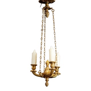 20th Century French Empire Style 3-Arm Light Fixture With Flame Finial For Sale