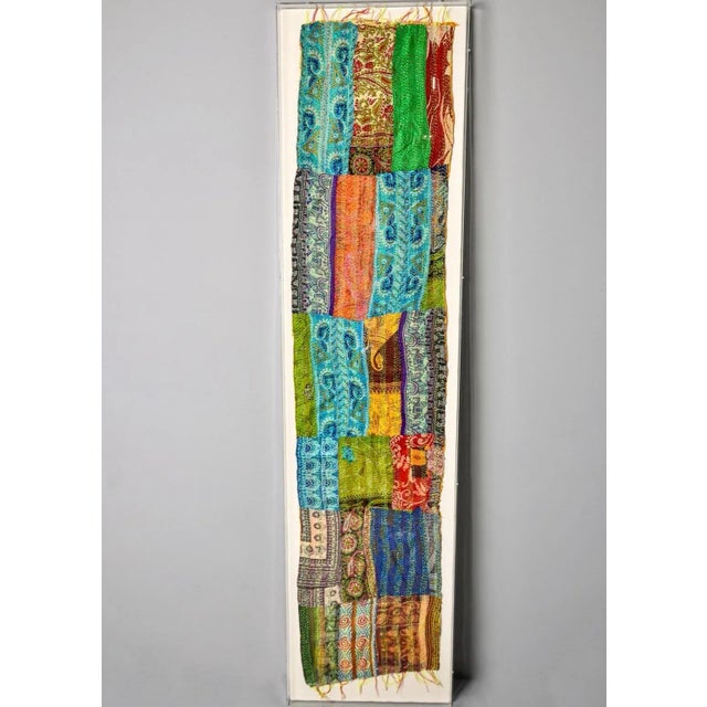 Wood Large Vintage Indian Textile With Custom Frame For Sale - Image 7 of 10