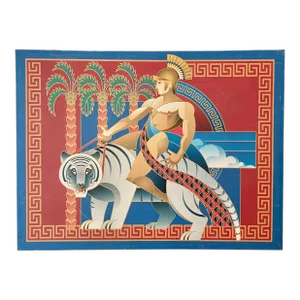 1970's Art Deco Printed Canvas "Cavalcare La Tigre"