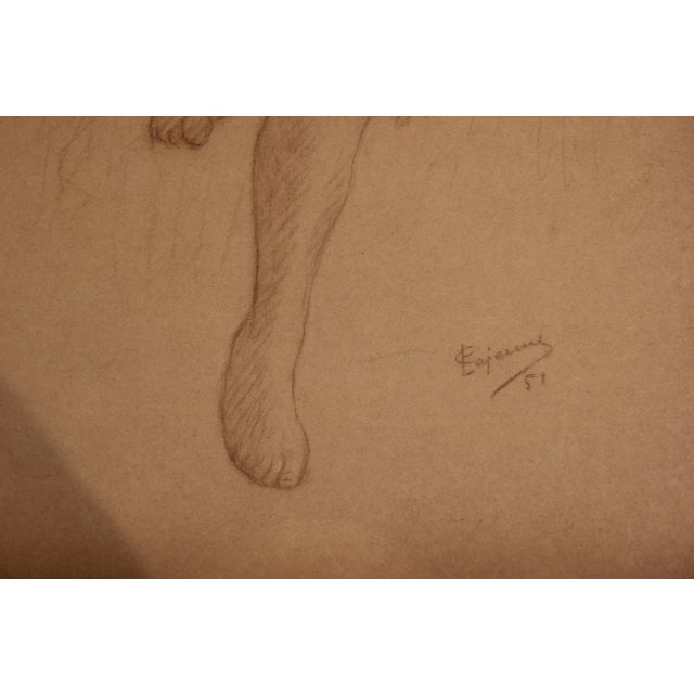 Realism Emile Lejeune "Seated Nude Woman" Naturalistic Study 1951 For Sale - Image 3 of 5