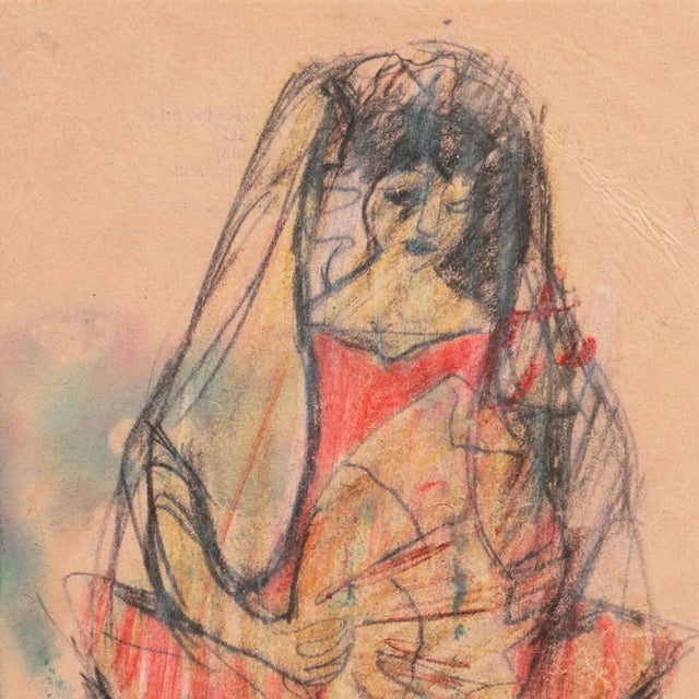 Stamped, verso, with estate stamp for Victor Di Gesu (American, 1914-1988) and created circa 1950. An expressive sketch of...