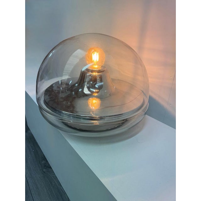 Space Age Glass and Chrome Dome Table Lamp from VeArt, 1970s For Sale - Image 3 of 8