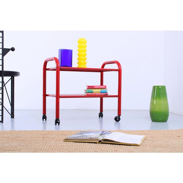 Postmodern Red Metal Trolley by Habitat, 1980s For Sale - Image 10 of 13