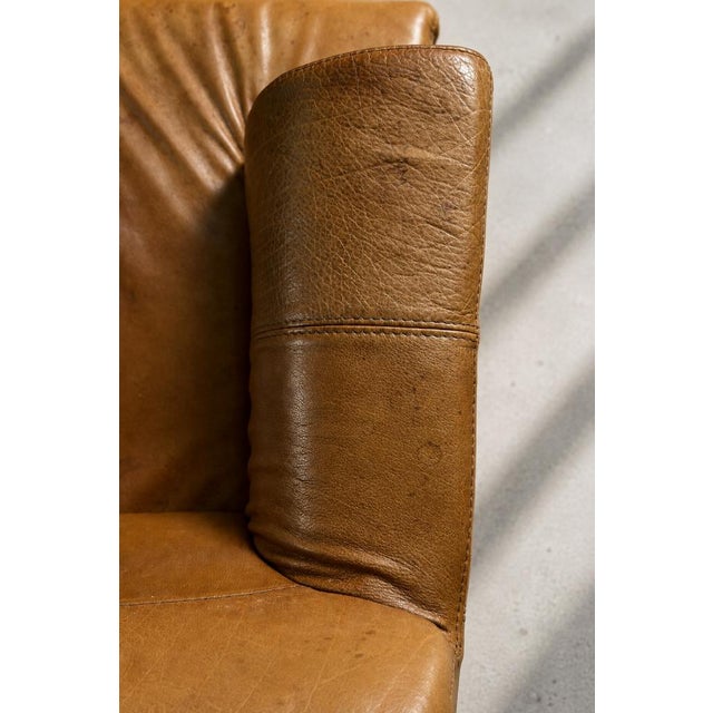 Wood Mid-Century Modern Industrial Brown Leather 3-Seater Sofa, 1960s For Sale - Image 7 of 18