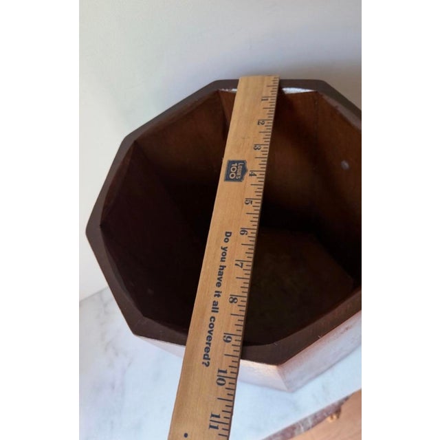 Vintage Wood Trash Can Wastebasket Umbrella Stand Lion Head Decor…. For Sale - Image 11 of 12