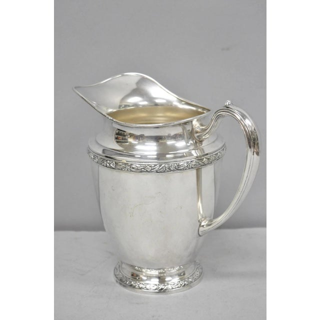 Vintage Victorian Oneida Maybrook Silver Plated Floral Repousse Water Pitcher For Sale - Image 9 of 14