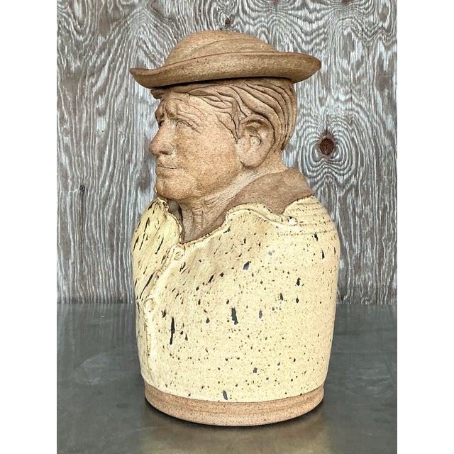 Vintage Boho Original Studio Pottery Lidded Jar For Sale - Image 11 of 12