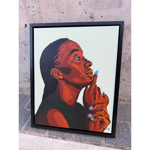 Realism Deep Reverie, Acrylic on Canvas, Emmanuel Akolo, 2025, Realism, Contemporary Wall Art For Sale - Image 3 of 6