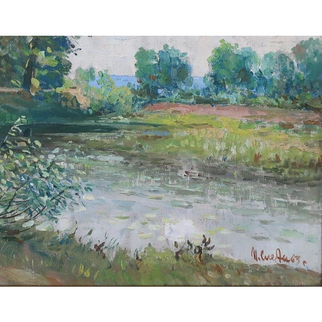 1960s Impressionism Spring Landscape Oil Painting, 1963 For Sale - Image 5 of 6