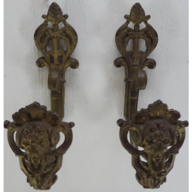 Late 18th Century French Bronze Curtain Tie Back Hooks With Faces For Sale - Image 5 of 11