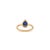 Metal 18k Gold Pear Cut Deep 1.52 Ct Blue Sapphire Art Deco Bezel Set Ring Size 6.5 For Sale - Image 7 of 16
