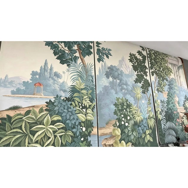 Paper Hand-Painted Neoclassical Garden Ruins Scenic Wall Panels, Set of 3 For Sale - Image 7 of 8