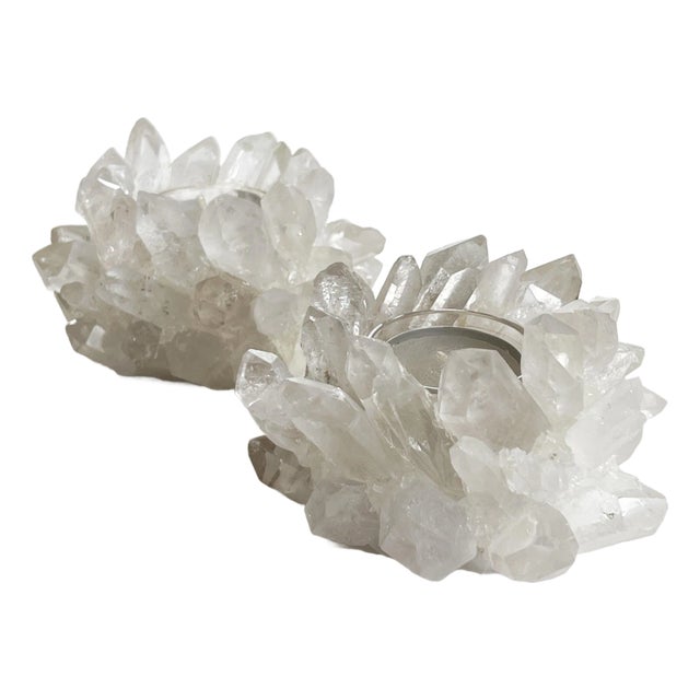 Kathryn McCoy Brazilian Clear Quartz Petite Votives- A Pair ($465/Each $930 Retail) For Sale