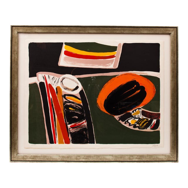 1970s Pierre Celice Abstract Lithograph, Framed For Sale