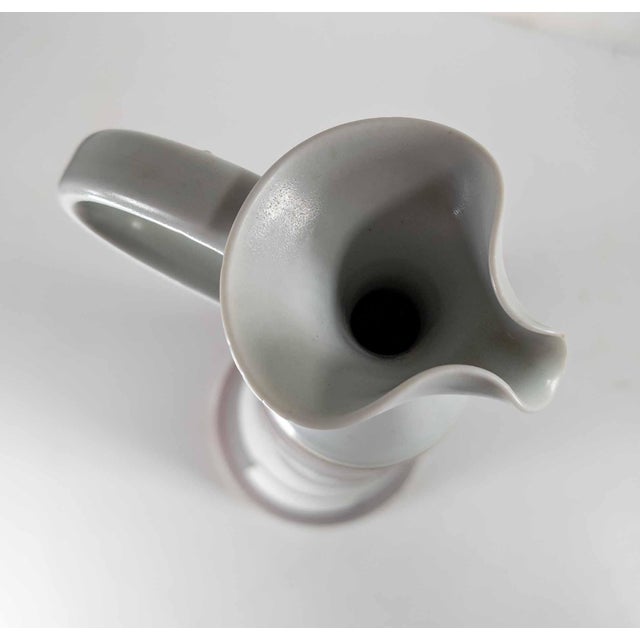 White 80s or 90s Mid-Century Modern Style Art Pottery Pitcher Vase For Sale - Image 8 of 12