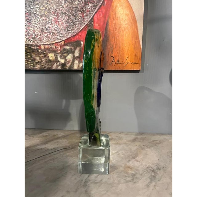 Blue Murano Glass Picasso Medallion attributed to Badioli, 1990 For Sale - Image 8 of 12