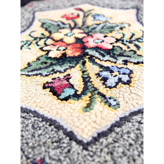Black Antique Hooked Rug For Sale - Image 8 of 10