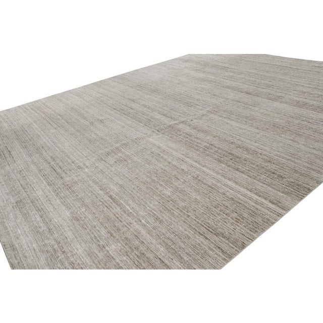 Rug & Kilim Rug & Kilim’s Oversized Textural Rug in Solid Beige and Taupe Tones Striae For Sale - Image 4 of 7