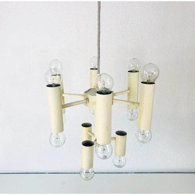 1960s Sciolari 9-Arm White Chandelier For Sale - Image 11 of 13