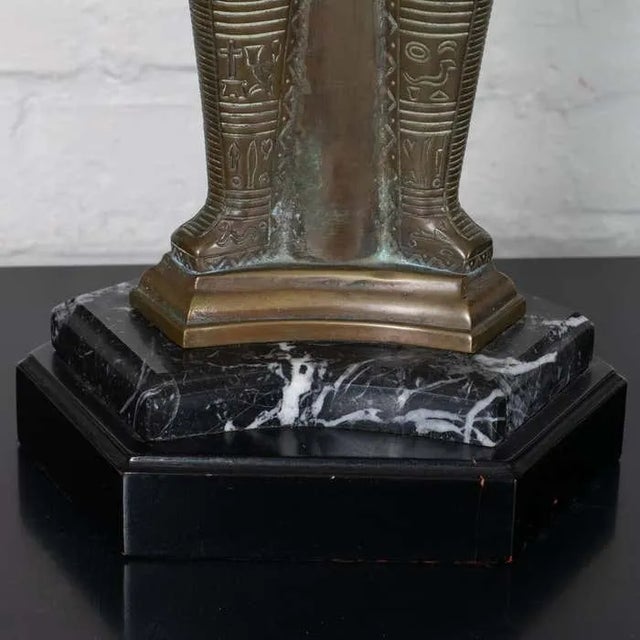 1960s Bronze Egyptian Figurehead Table Lamps - a Pair For Sale - Image 10 of 12