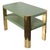 Mid-Century Modern Painted Linen Wrap Karl Springer Style Two Tier Table With Brass Mountings For Sale - Image 3 of 3