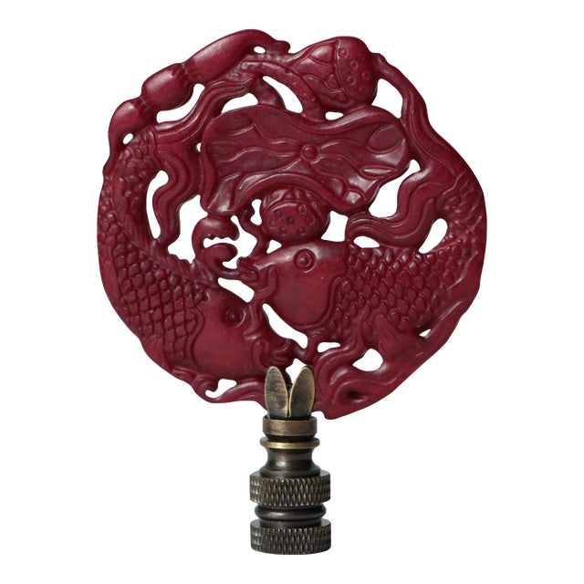 Koi Pond Carved Stone Lamp Finial Chairish