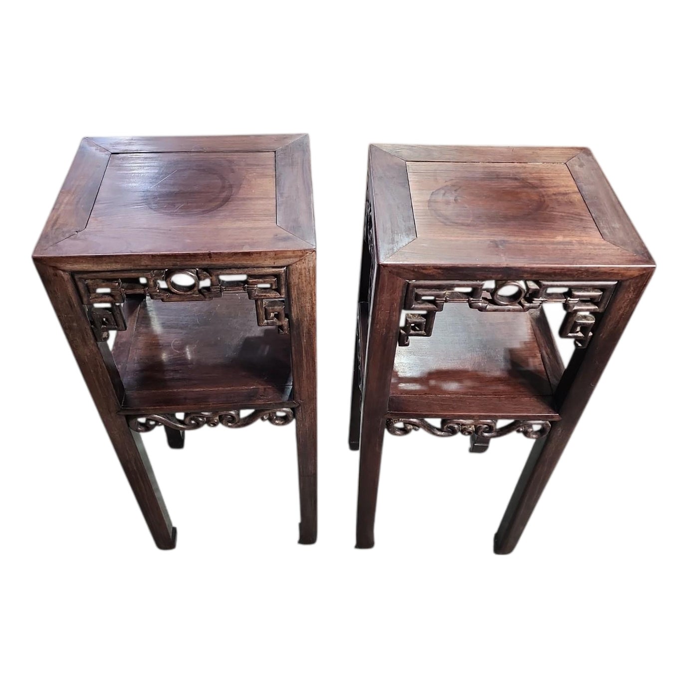 Antique Chinese Tall Hongmu Incense Tables - A Pair | Chairish