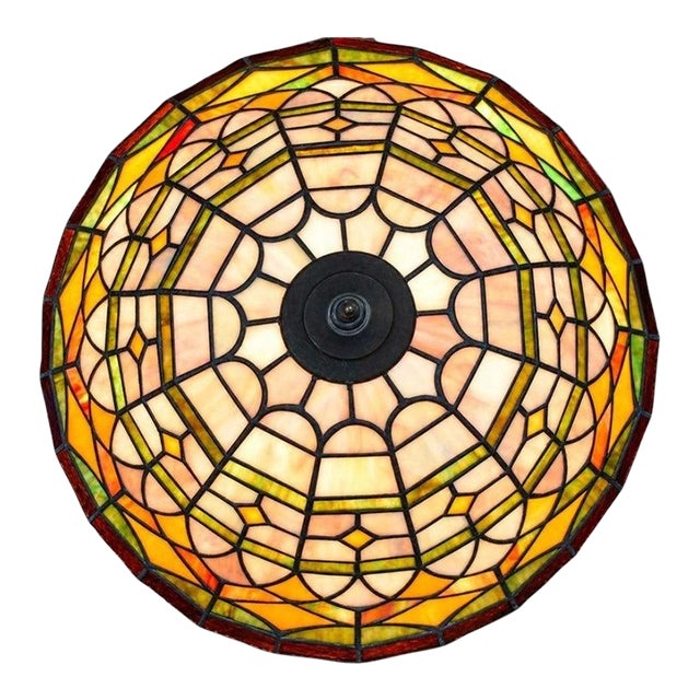 Antique Tiffany Style Lamp Shade Glass Large 13.5" Excellent For Sale