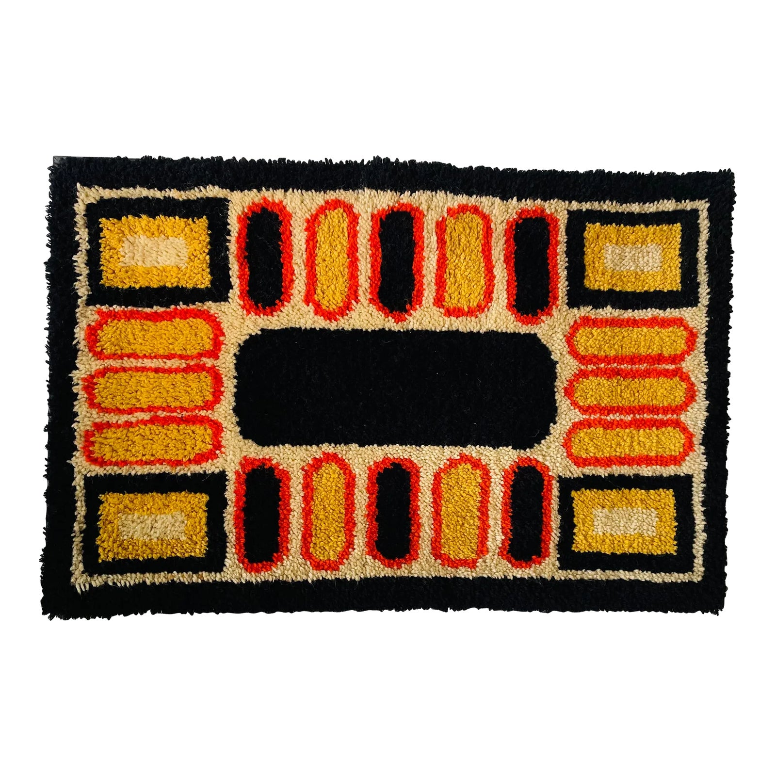 Midcentury Geometric Handmade Latch Hook Wall Art Chairish