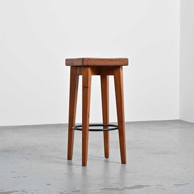 High stool by Christian Durupt, a cabinetmaker active in the 1960s and a collaborator of Charlotte Perriand in the design...
