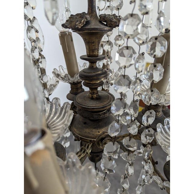 Gold 19th Century Crystal and Bronze Chandelier For Sale - Image 8 of 12