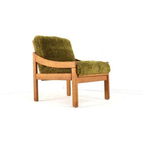Pine Armchair with Green Upholstery, 1970s For Sale - Image 16 of 16