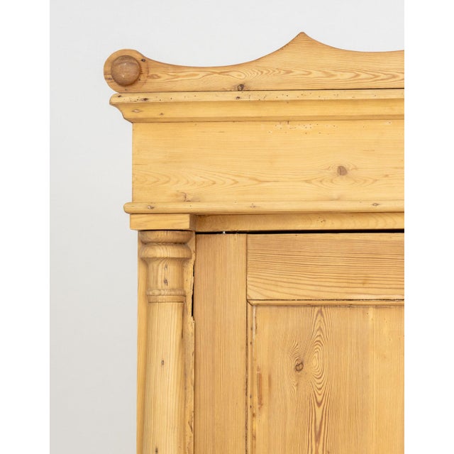 19th Century Rustic Pine Wood Wardrobe For Sale - Image 5 of 11