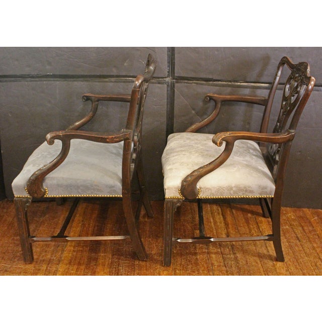 Wood Late 19th Century Pair of George III Style Mahogany Arm Chairs For Sale - Image 7 of 8