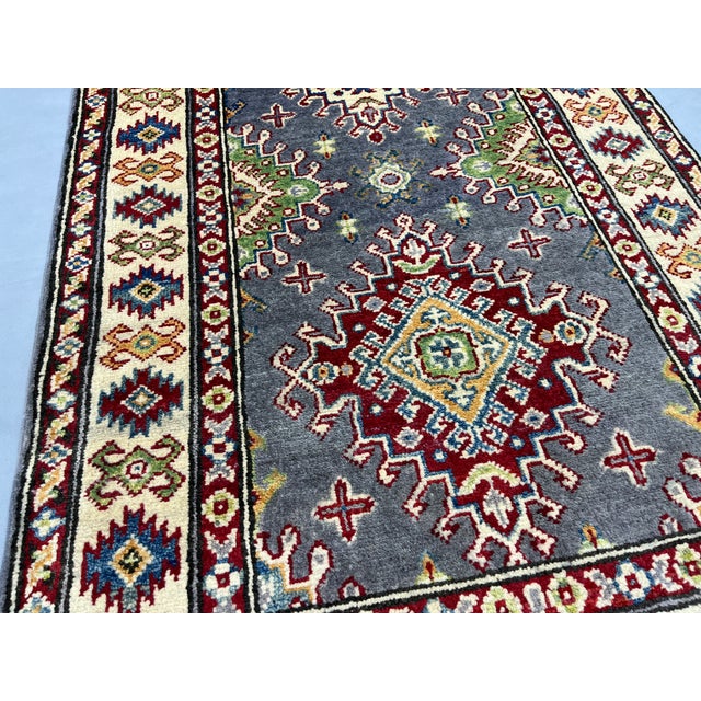 Gray and Beige Kazak-Style Tribal Runner Rug, 2'8" X 6'3" For Sale - Image 10 of 16