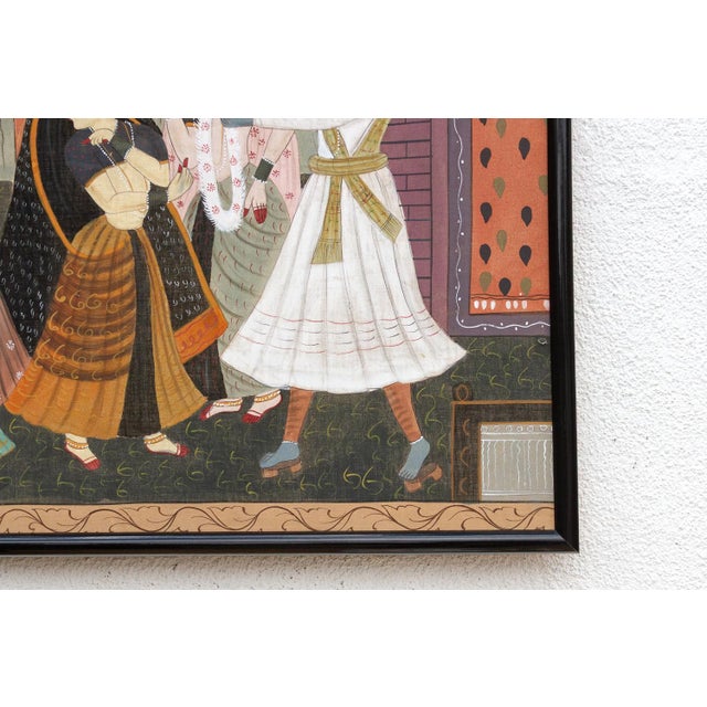 Indian Framed Vintage Indian Night Scene Painting For Sale - Image 3 of 7