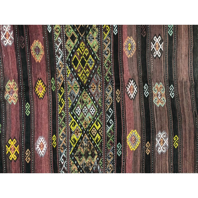 Textile 1960s Vintage Handmade Turkish Designer Kilim Rug- 3′8″ × 4′10″ For Sale - Image 7 of 11