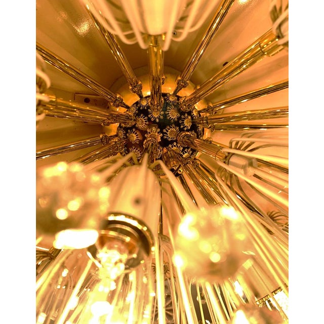 Metal Austrian Flower Snowflake Ceiling Lamp by Emil Stejnar for Rupert Nikoll, Vienna, Austria, 1950s For Sale - Image 7 of 18