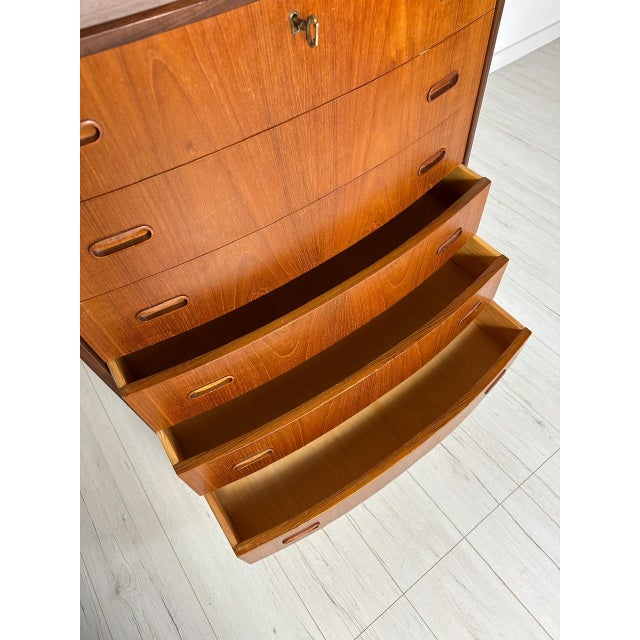 Vintage Danish Bow-Front Teak Chest of Drawers, 1960s For Sale - Image 9 of 10