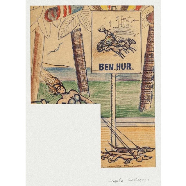 Ben-Hur is an original drawing in pencil China Ink on paper realized by Angelo Griscelli (1893 - 1970) The state of...