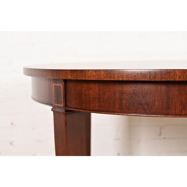 Kindel Furniture Federal Banded Mahogany Extension Dining Table, Newly Refinished For Sale - Image 10 of 14