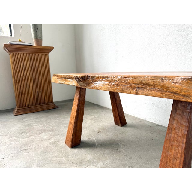 Vintage French Brutalist Coffee Table in Walnut, 1970s For Sale - Image 9 of 18