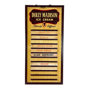 1040s Tin Dolly Madison Ice Cream Flavor Board