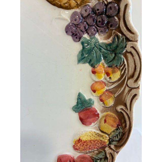 Ceramic Vintage Lefton Majolica Style Fruit Border Dinner Plates, Set of 6 For Sale - Image 7 of 10