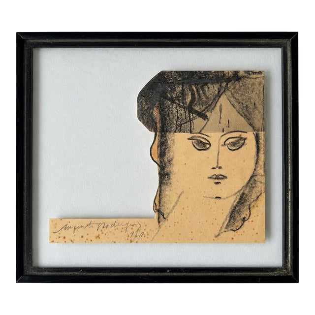1978 Brazilian Modernist Portrait Drawing — Augusto Rodrigues (1913–1993) For Sale