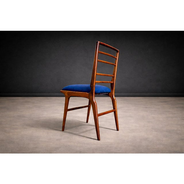 Set of Eight Dining Chairs in Caviuna Wood & Fabric, Giuseppe Scapinelli, 1950s - Lot 685 For Sale - Image 9 of 14