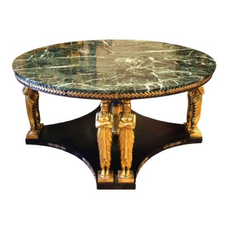 Empire Revival Marble and Mahogany Center Table For Sale